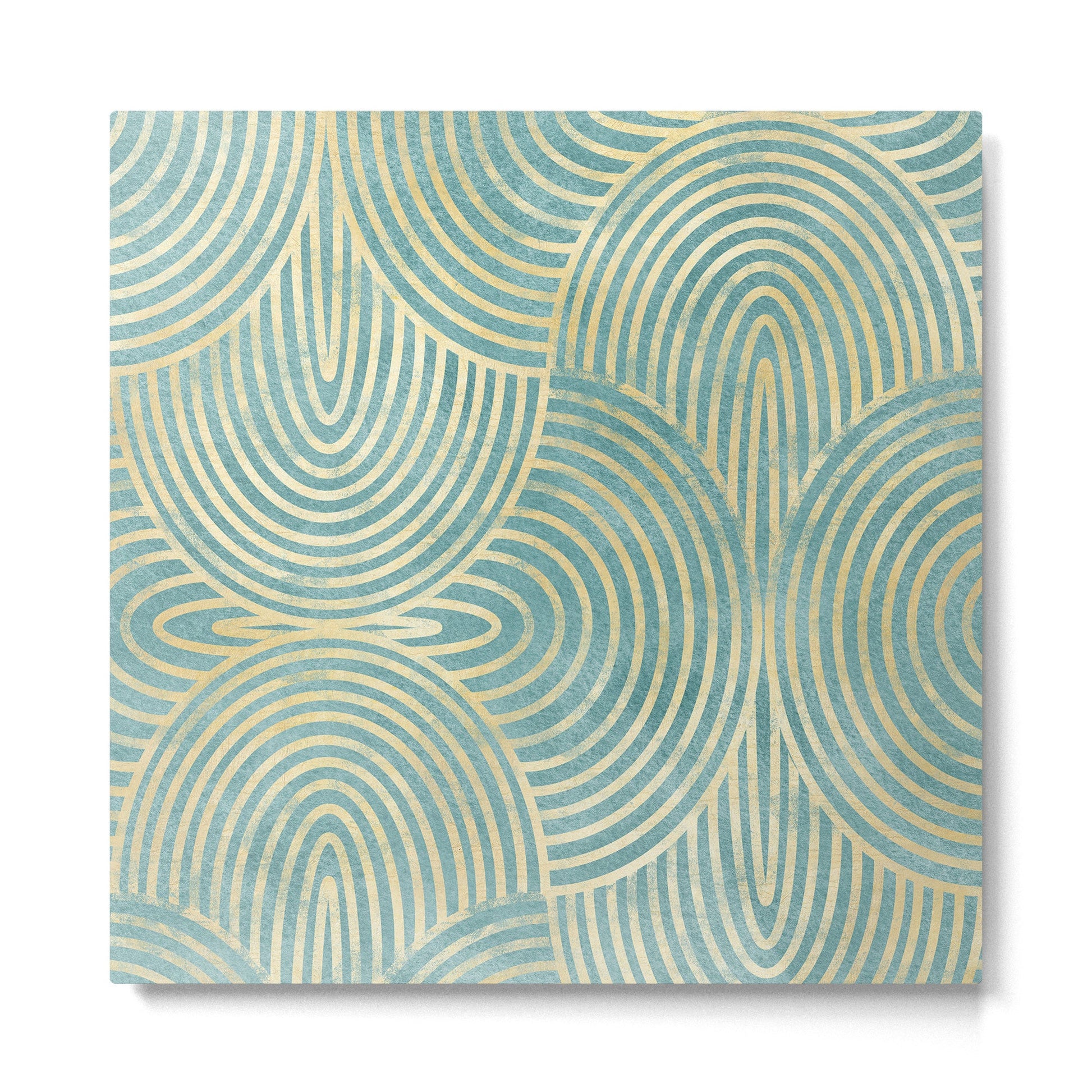Art Deco Mint Green & Gold Pattern Metal Print | TeksDecor