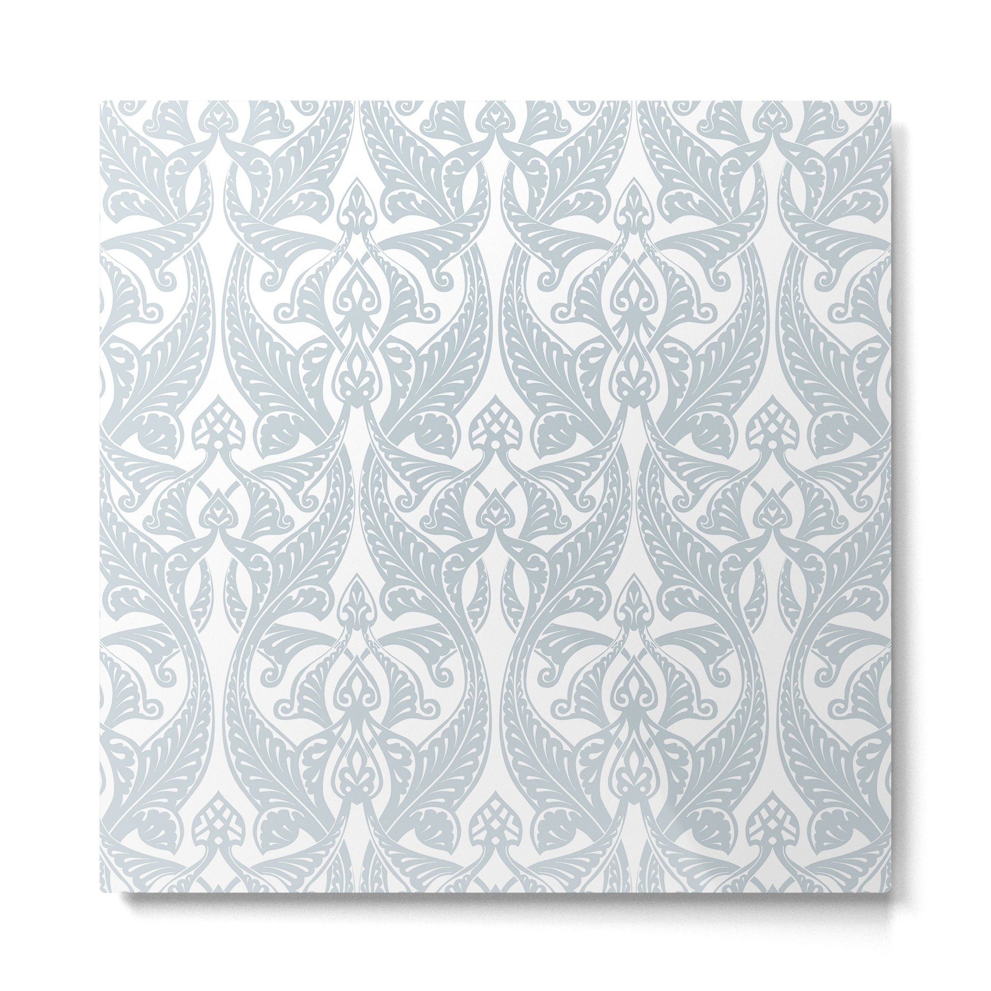 Art Nouveau Silver Grey & White Pattern Metal Print | TeksDecor