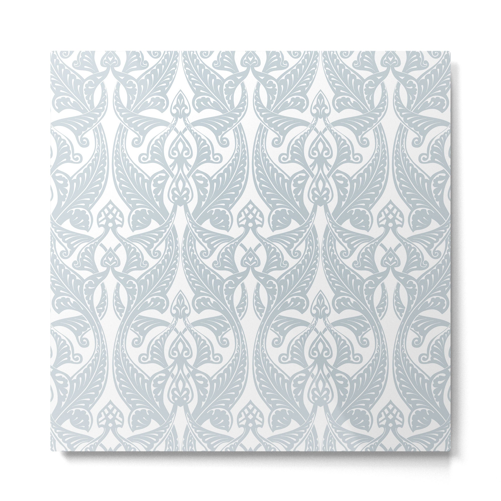 Art Nouveau Silver Grey & White Pattern Metal Print | TeksDecor