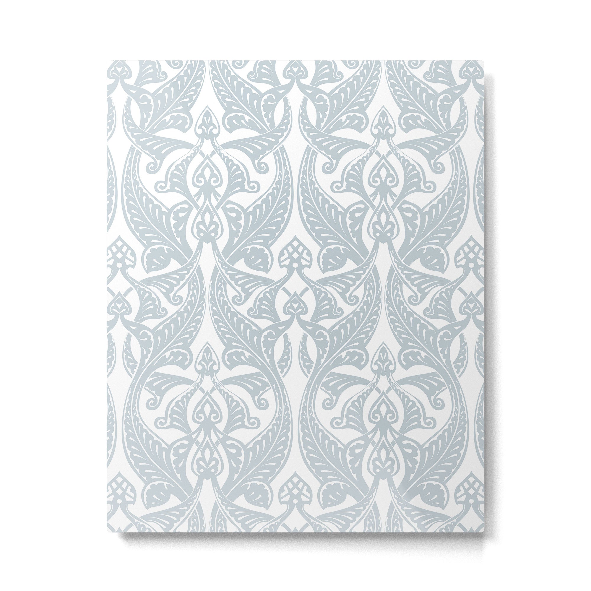 Art Nouveau Silver Grey & White Pattern Metal Print | TeksDecor