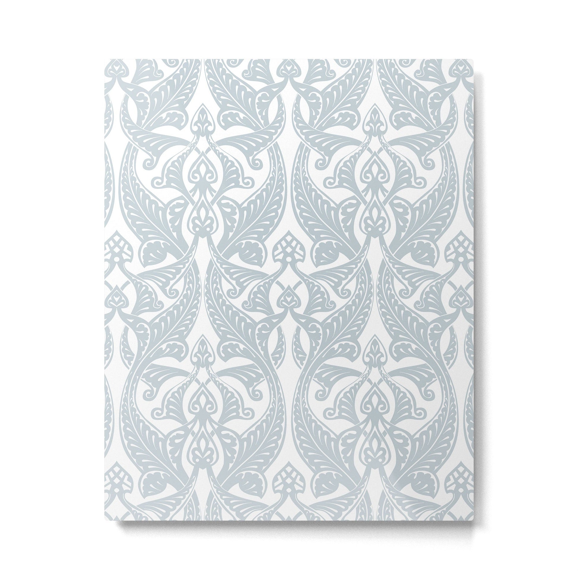 Art Nouveau Silver Grey & White Pattern Metal Print | TeksDecor