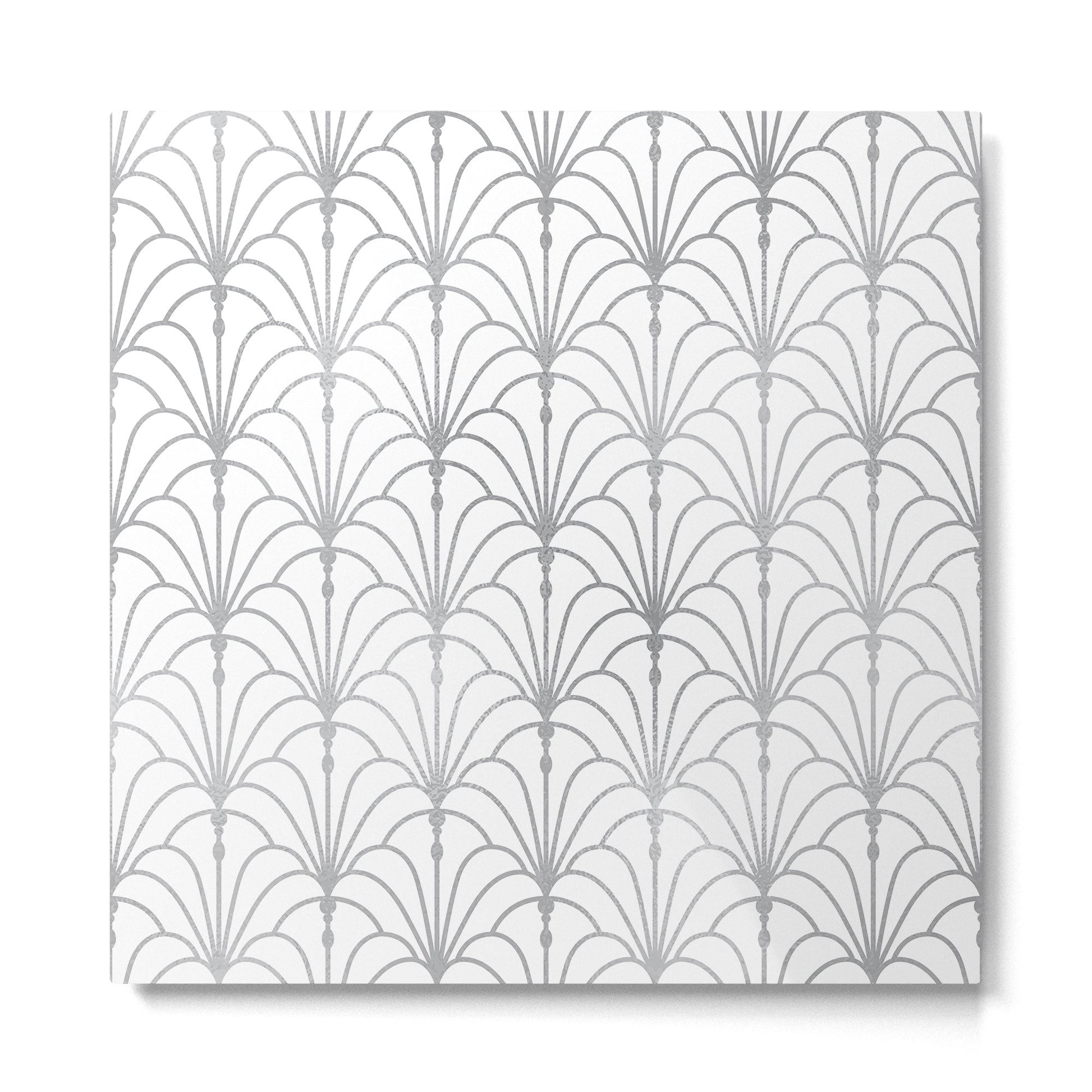 Art Nouveau White & Silver Grey Pattern Metal Print | TeksDecor