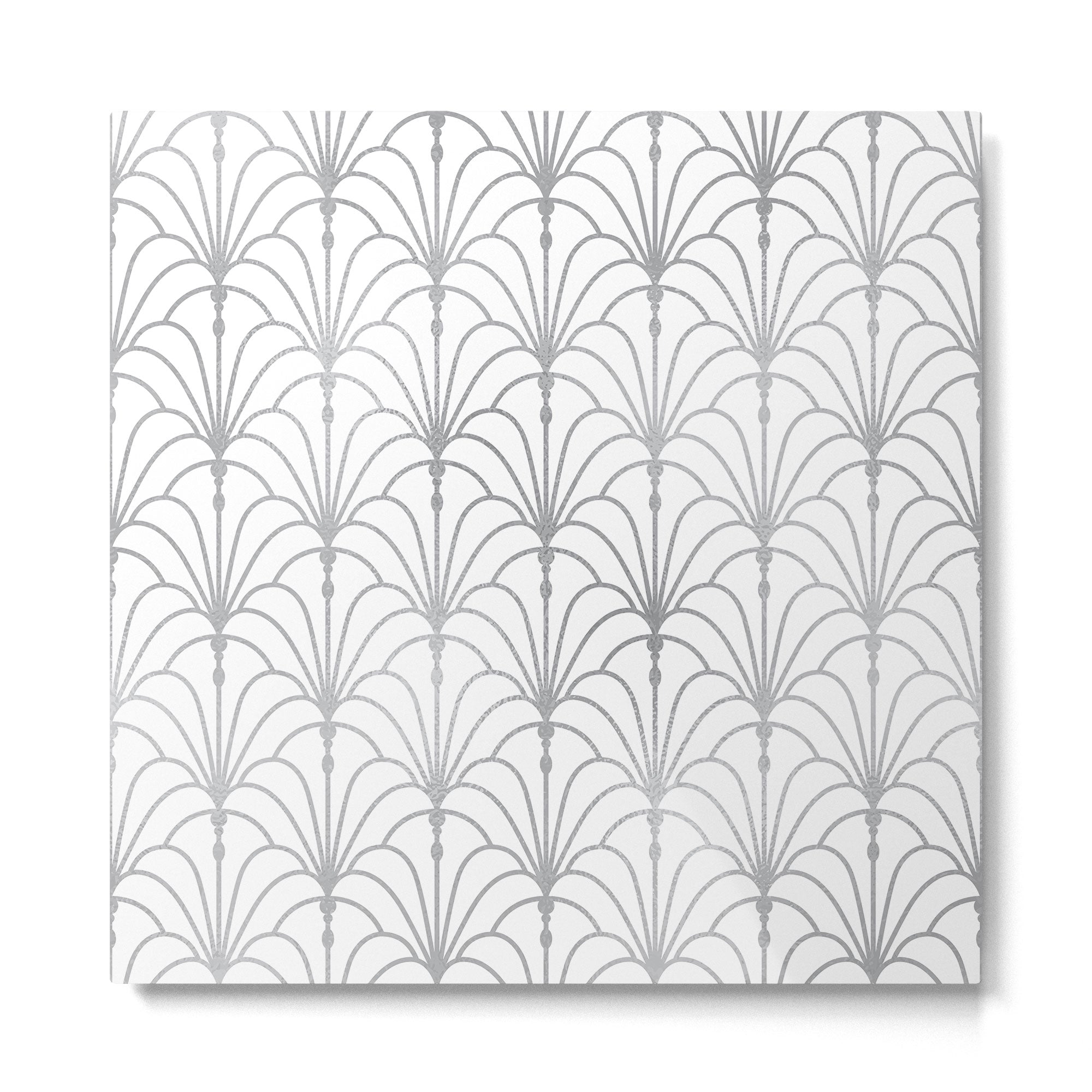 Art Nouveau White & Silver Grey Pattern Metal Print | TeksDecor