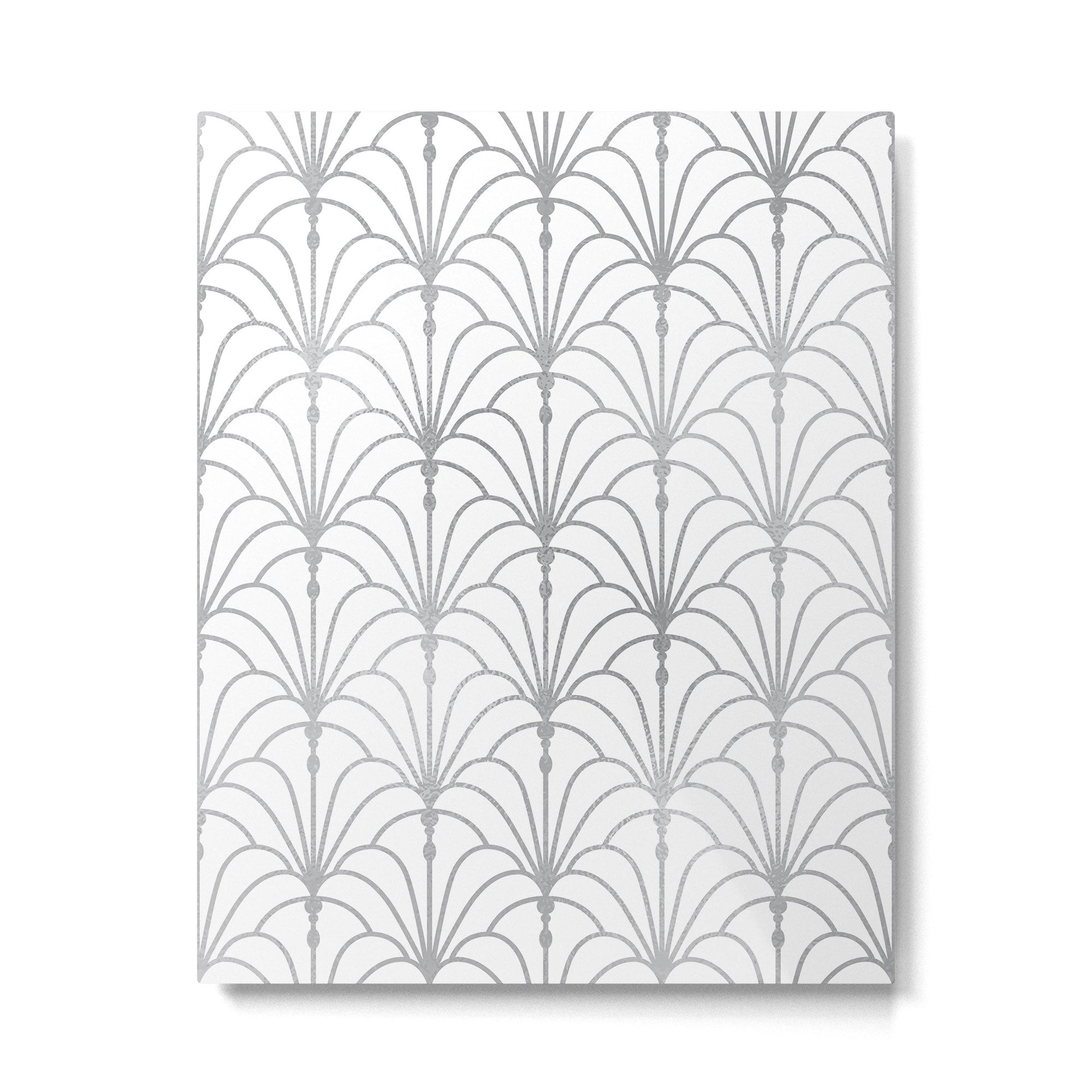 Art Nouveau White & Silver Grey Pattern Metal Print | TeksDecor