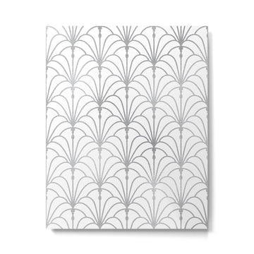 Art Nouveau White & Silver Grey Pattern Metal Print | TeksDecor