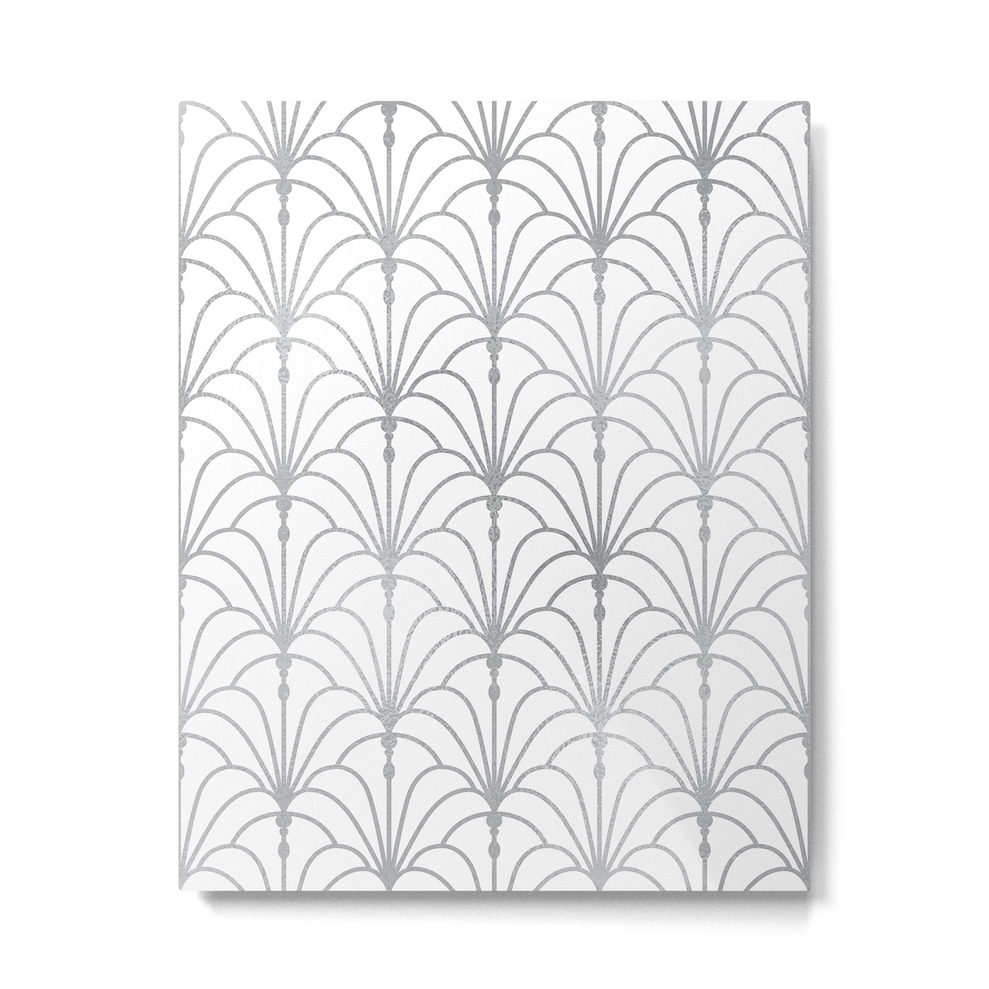 Art Nouveau White & Silver Grey Pattern Metal Print | TeksDecor