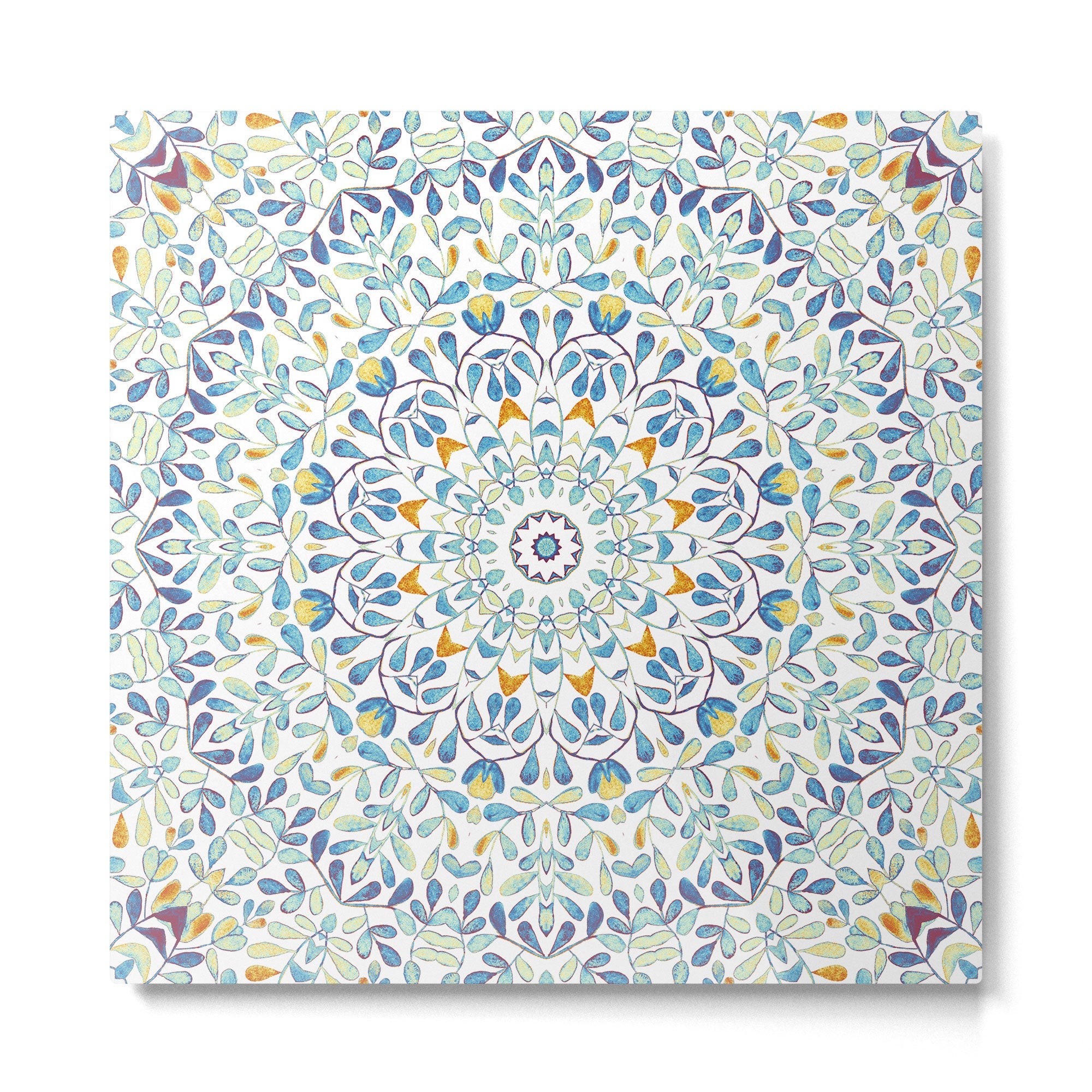 Beautiful Mint Green & White Moroccan Mandala Art Metal Print | TeksDecor