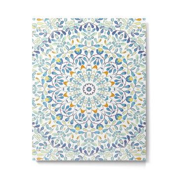 Beautiful Mint Green & White Moroccan Mandala Art Metal Print | TeksDecor