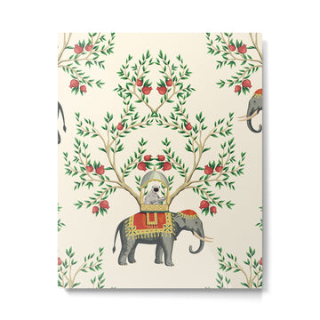 Chinoiserie Indian Elephant & Monkey Exotic Floral Metal Print | TeksDecor