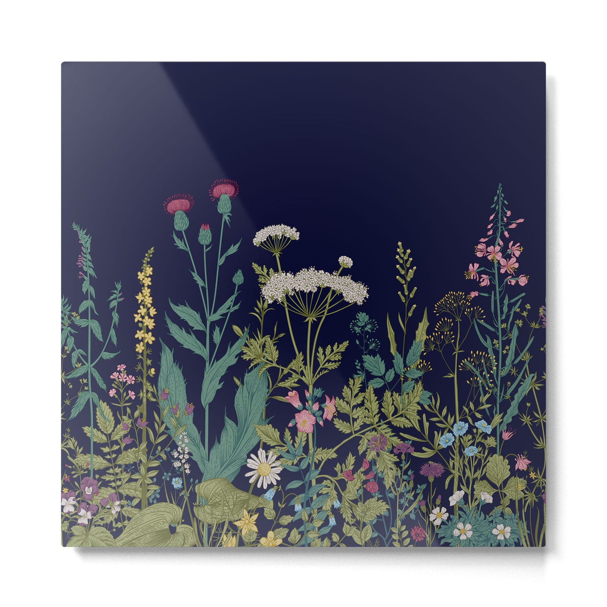 Magical Midnight Garden Wild Flower Art Metal Print | TeksDecor