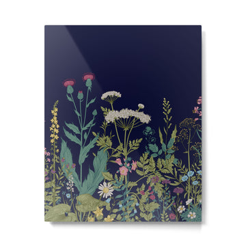 Magical Midnight Garden Wild Flower Art Metal Print | TeksDecor