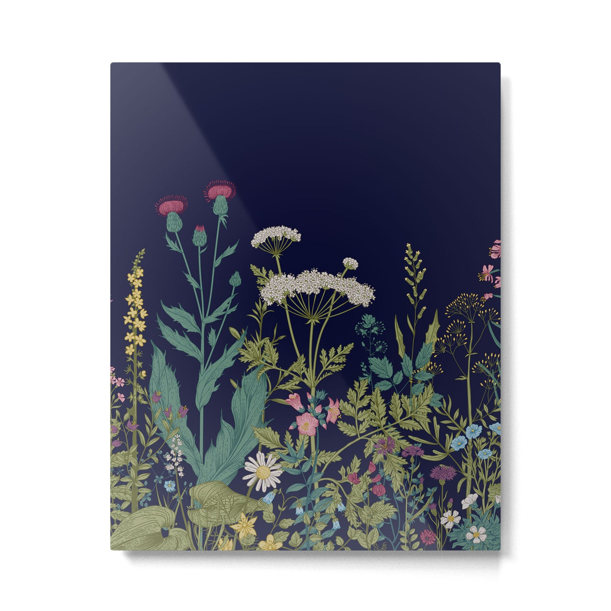 Magical Midnight Garden Wild Flower Art Metal Print | TeksDecor