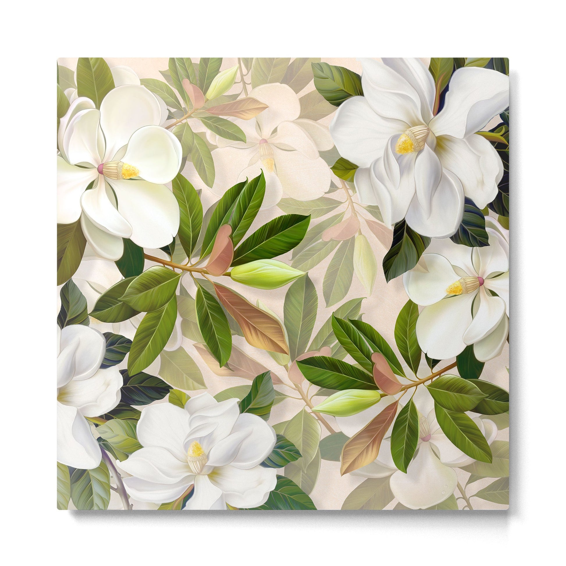 Magnolia Flowers Spring Blossom Metal Print | TeksDecor