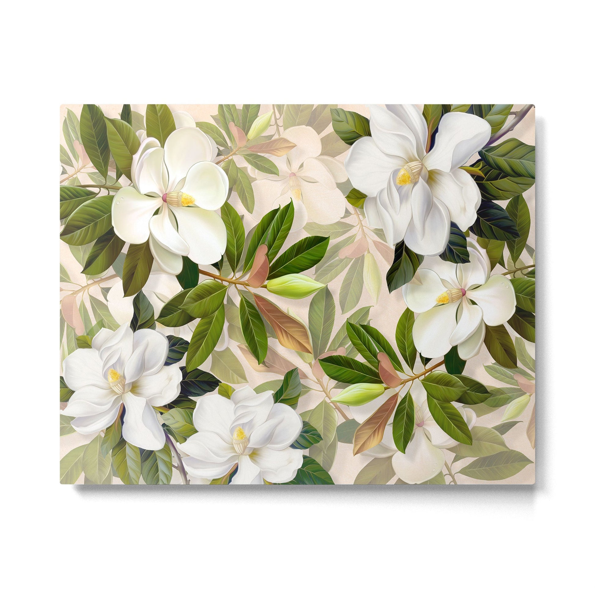Magnolia Flowers Spring Blossom Metal Print | TeksDecor