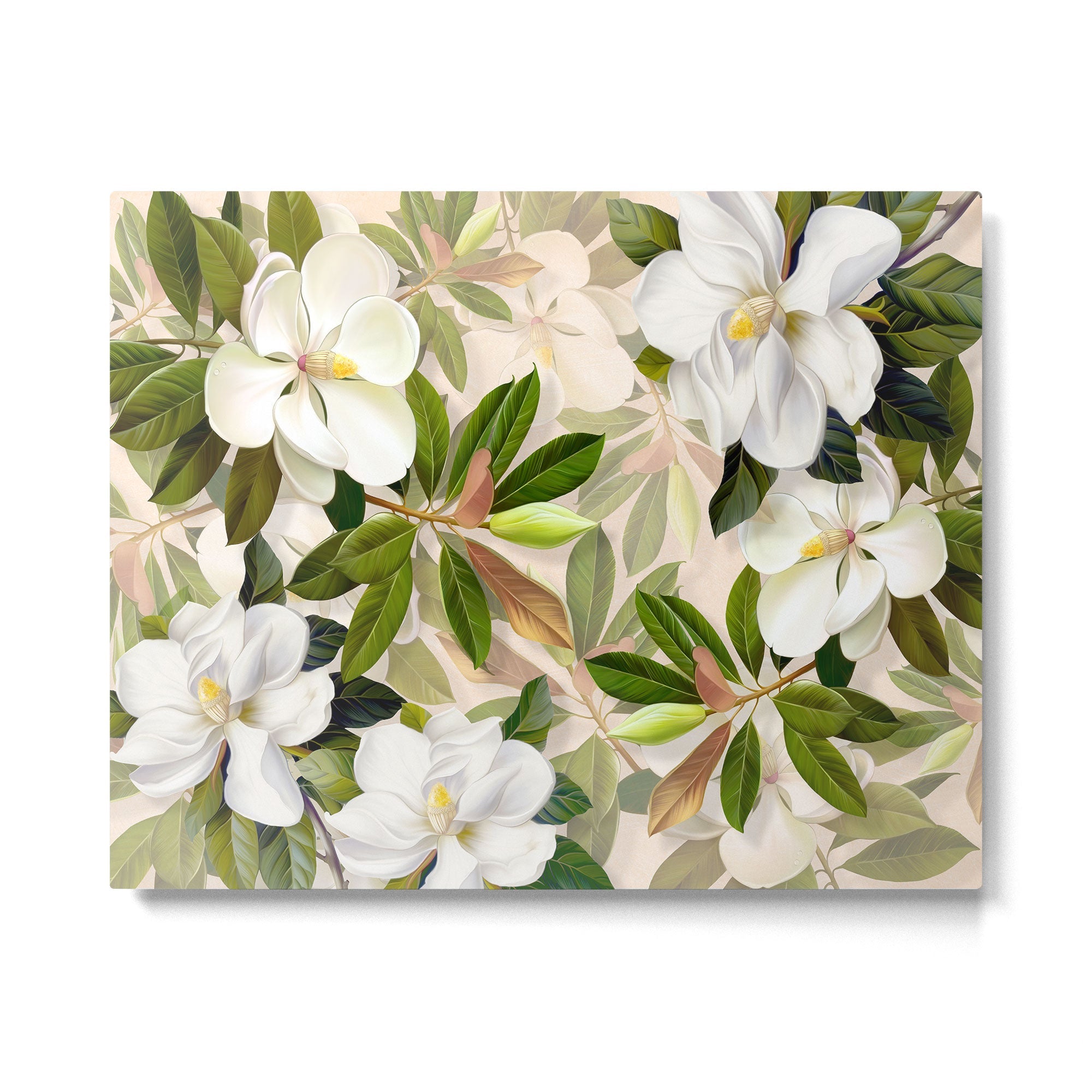 Magnolia Flowers Spring Blossom Metal Print | TeksDecor