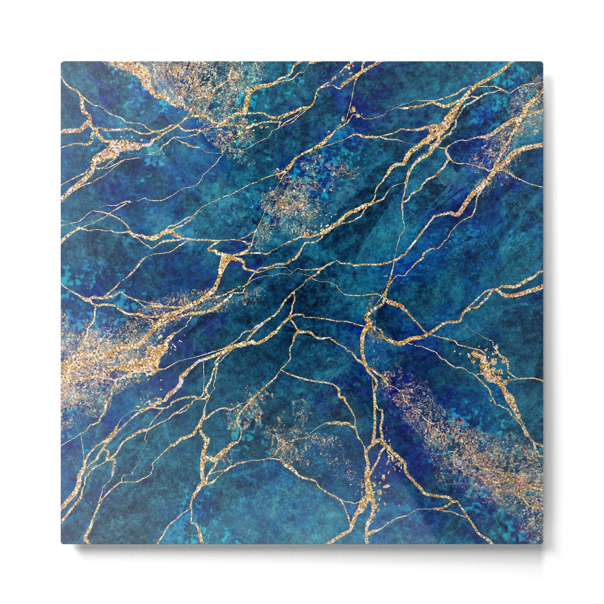 Marble Blue Gold Gem Stone Art Metal Print | TeksDecor