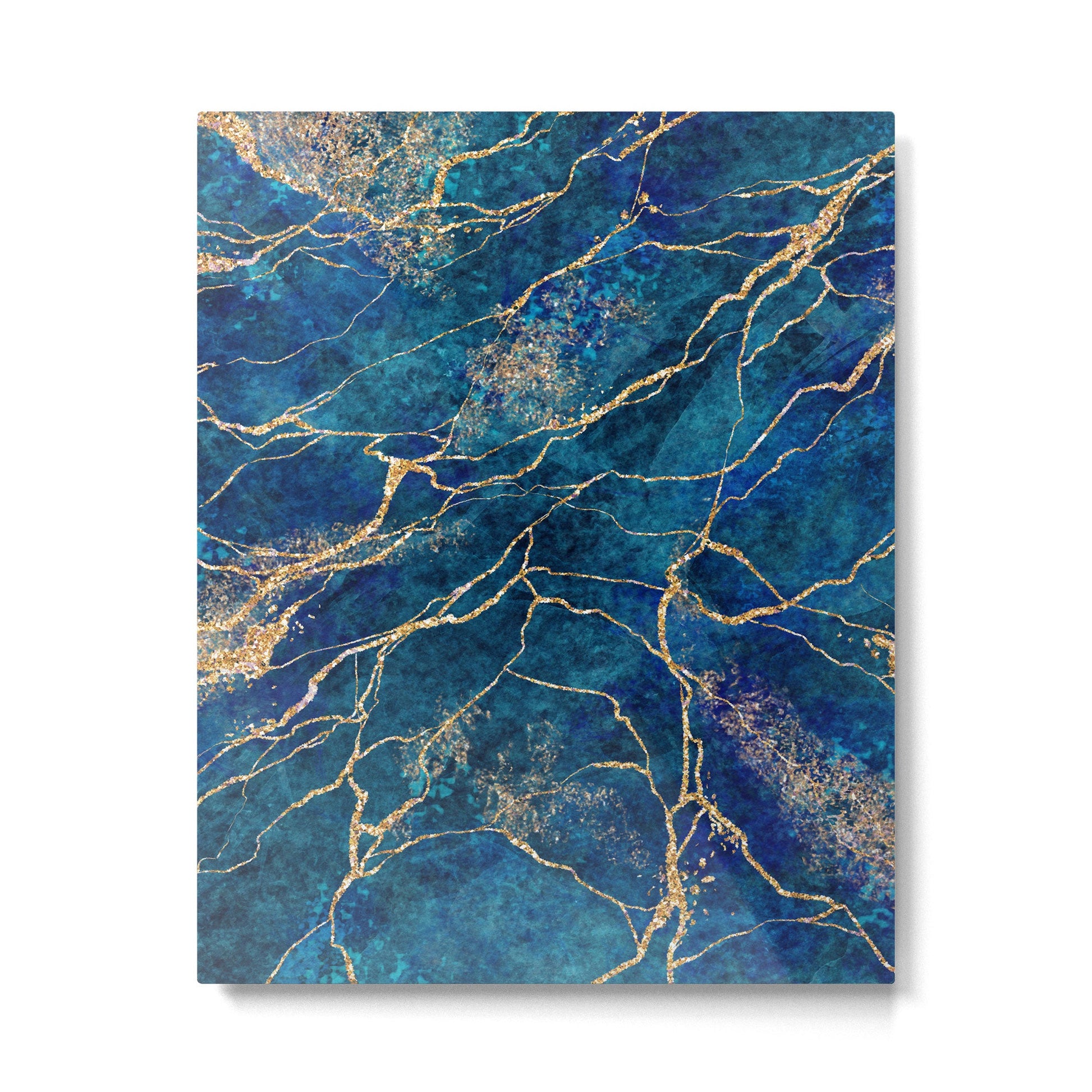 Marble Blue Gold Gem Stone Art Metal Print | TeksDecor