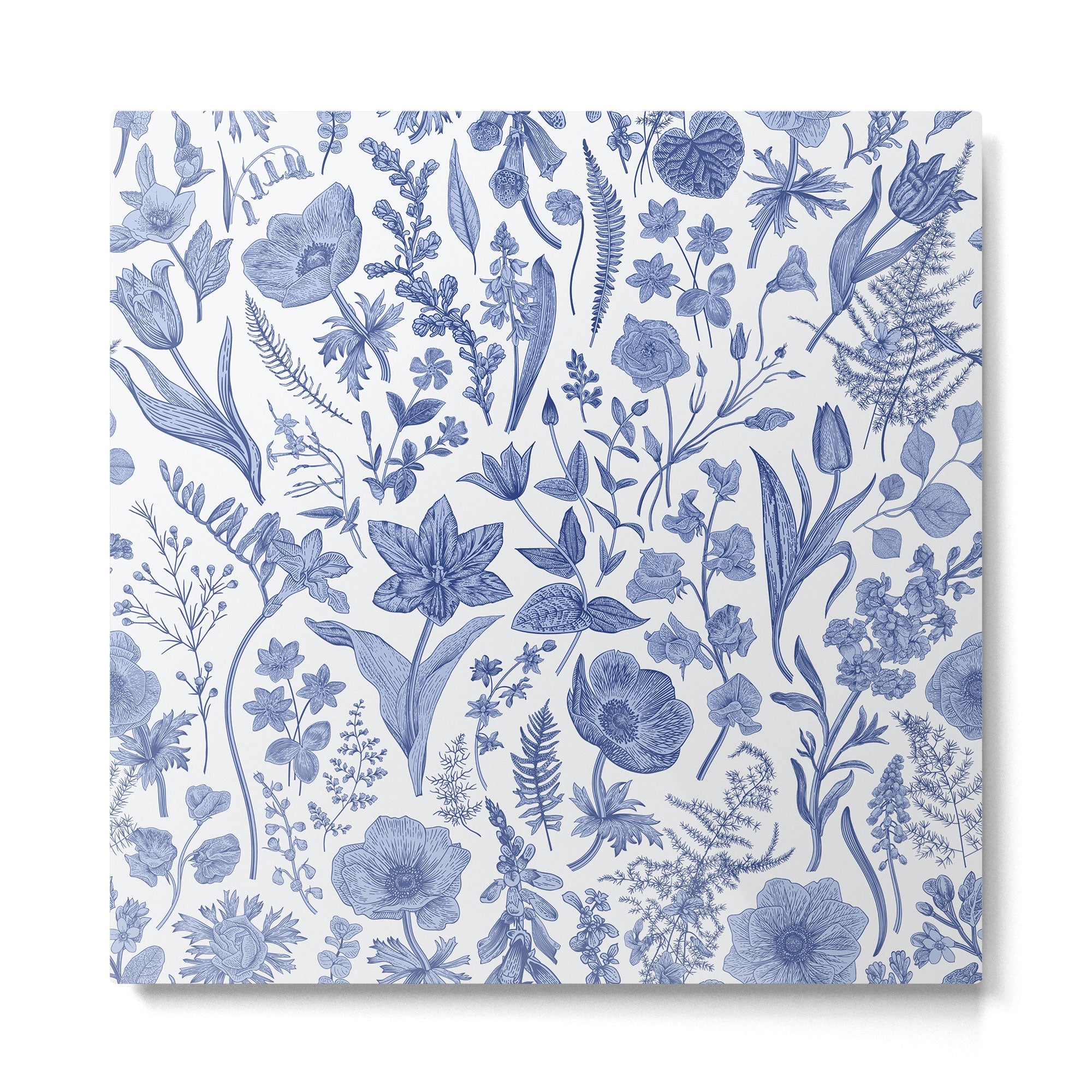 Meadow Magic Blooming Blue & White Wild Flower Floral Metal Print | TeksDecor