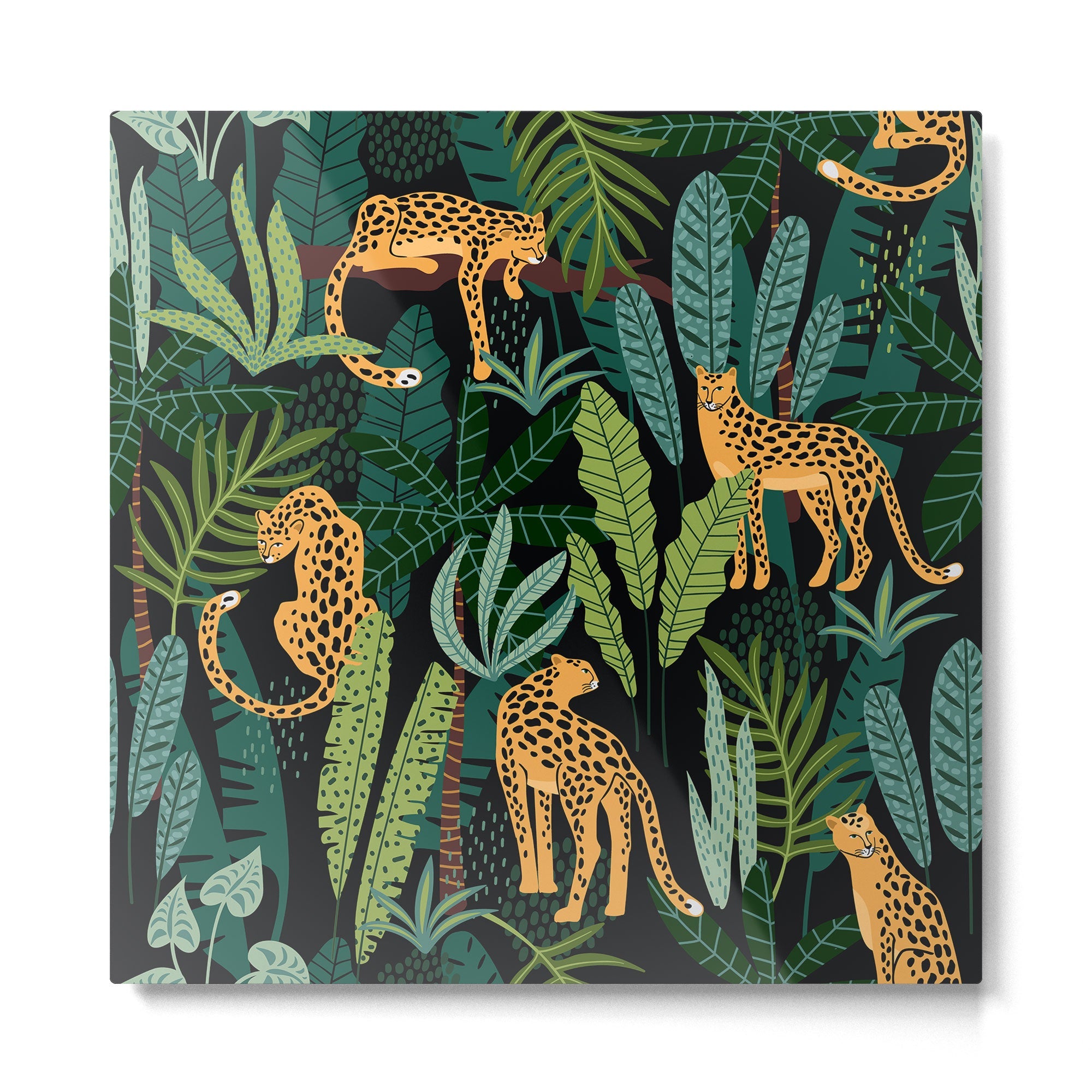 Midnight Leopard Jungle Metal Print | TeksDecor