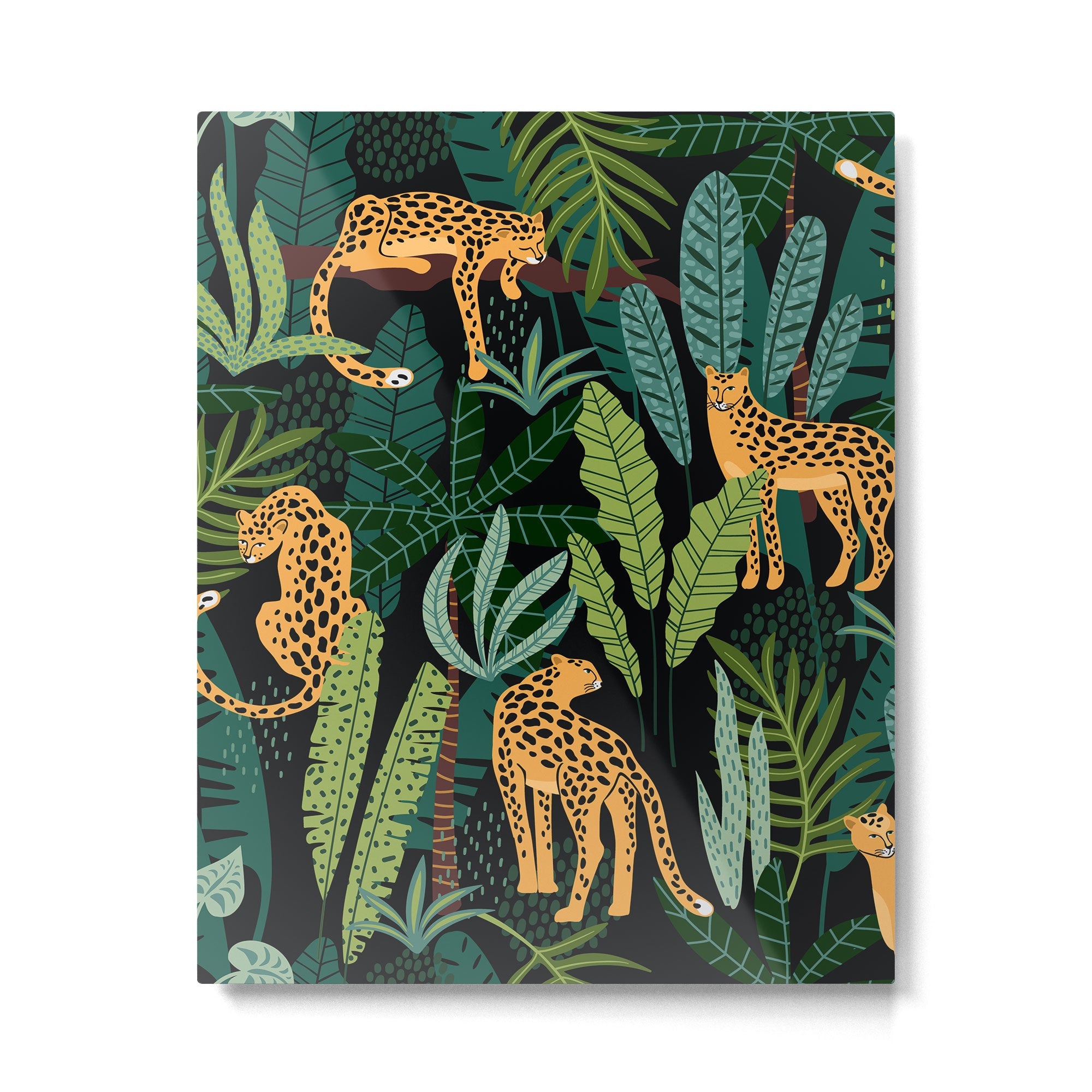 Midnight Leopard Jungle Metal Print | TeksDecor