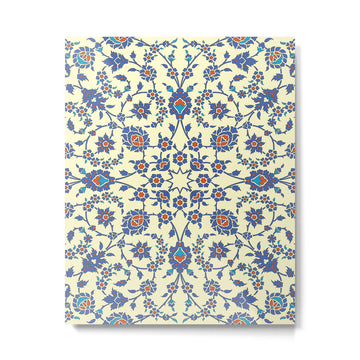 Ottoman Arabesque Floral Pattern Lemon Blue Turquoise & Red Metal Print | TeksDecor