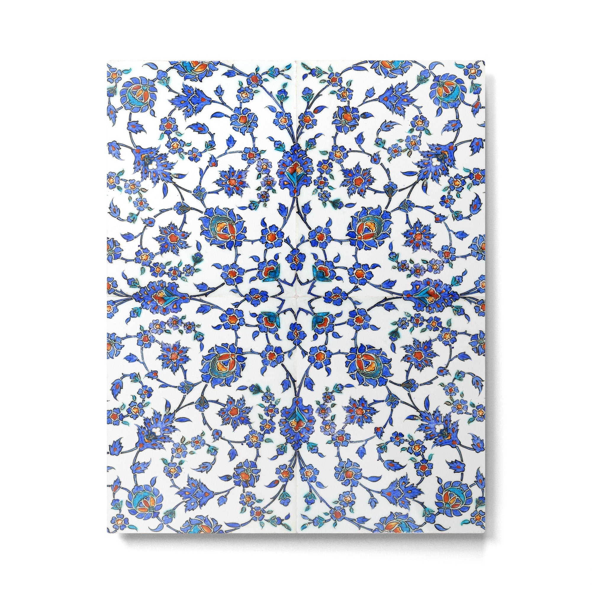 Ottoman Arabesque Iznik Pattern Indigo Blue White & Red Metal Print | TeksDecor