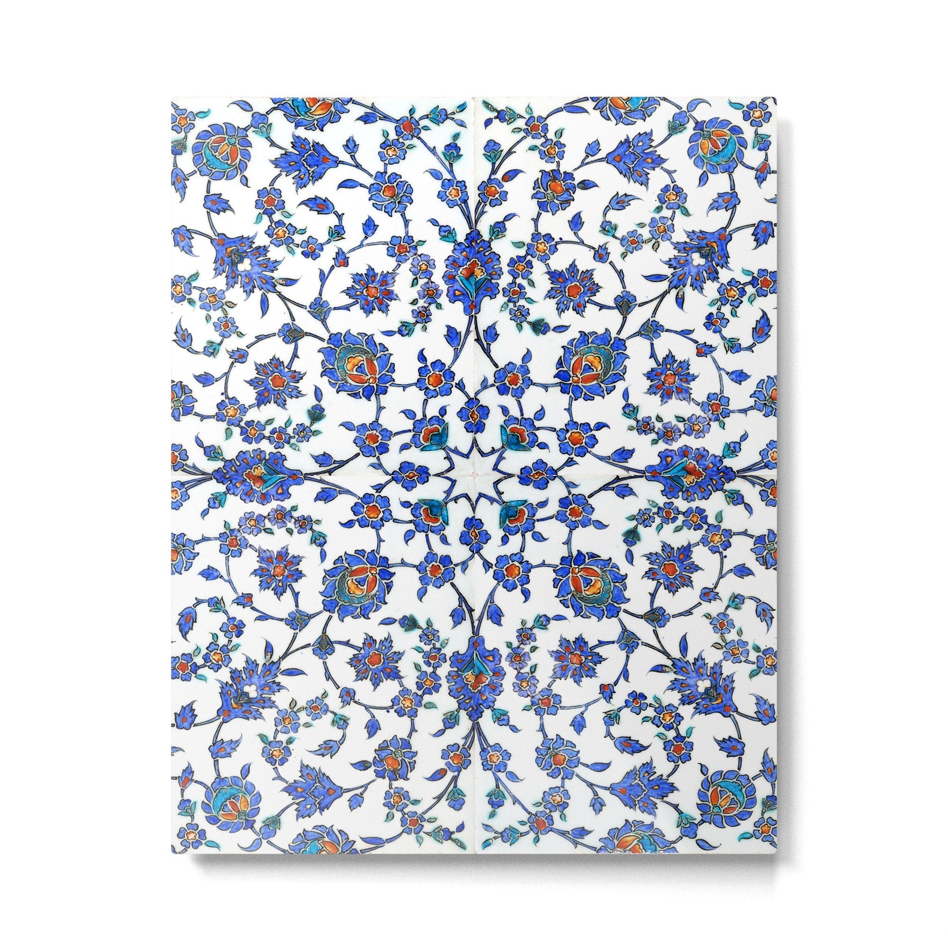 Ottoman Arabesque Iznik Pattern Indigo Blue White & Red Metal Print | TeksDecor