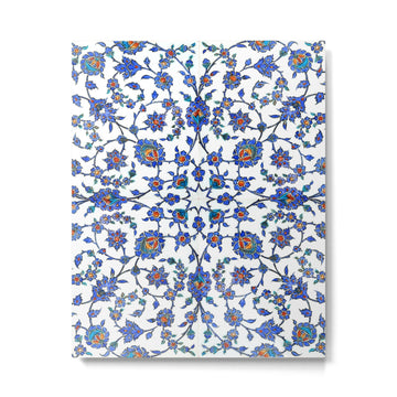 Ottoman Arabesque Iznik Pattern Indigo Blue White & Red Metal Print | TeksDecor
