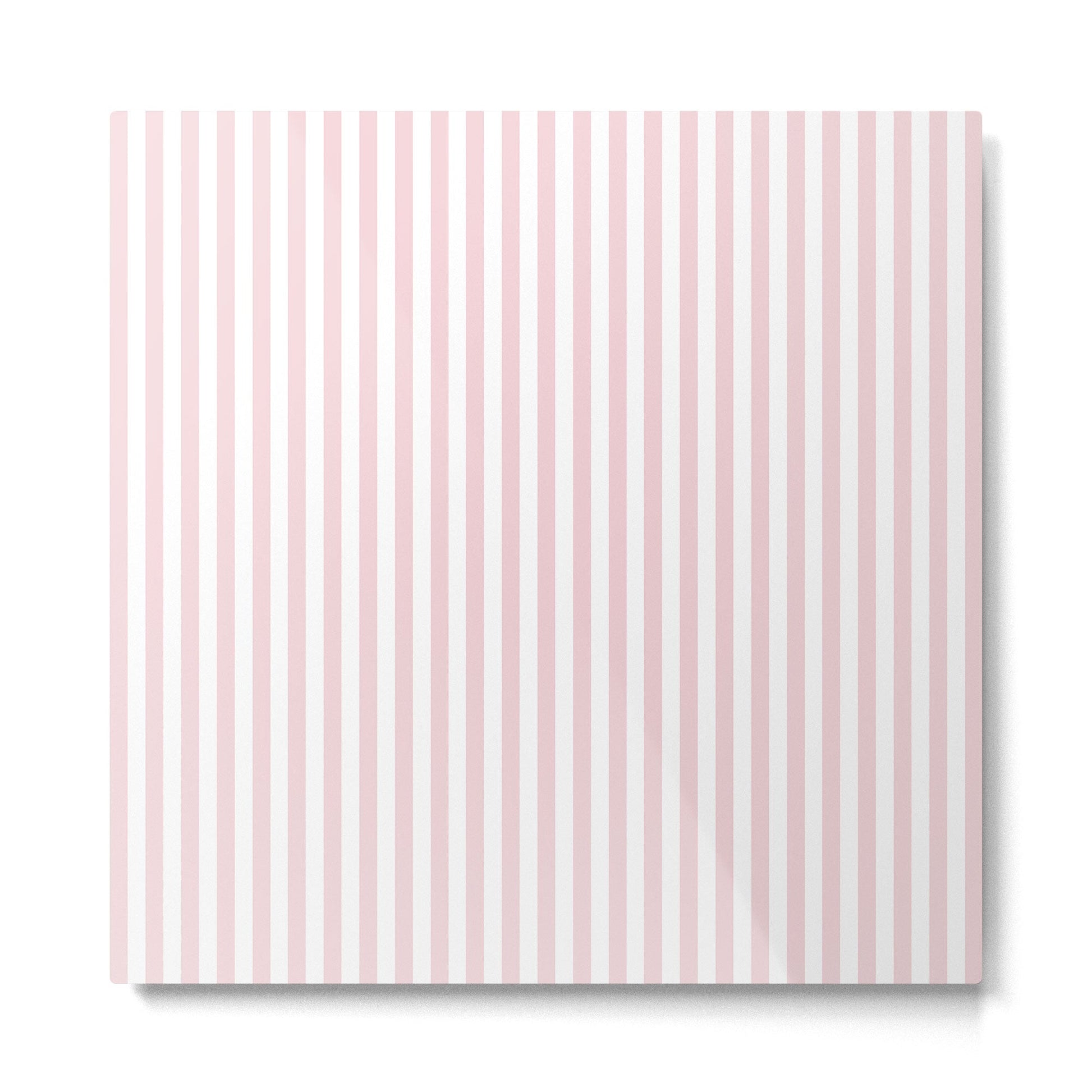 Pastel Pink & White Simple Stripe Metal Print | TeksDecor