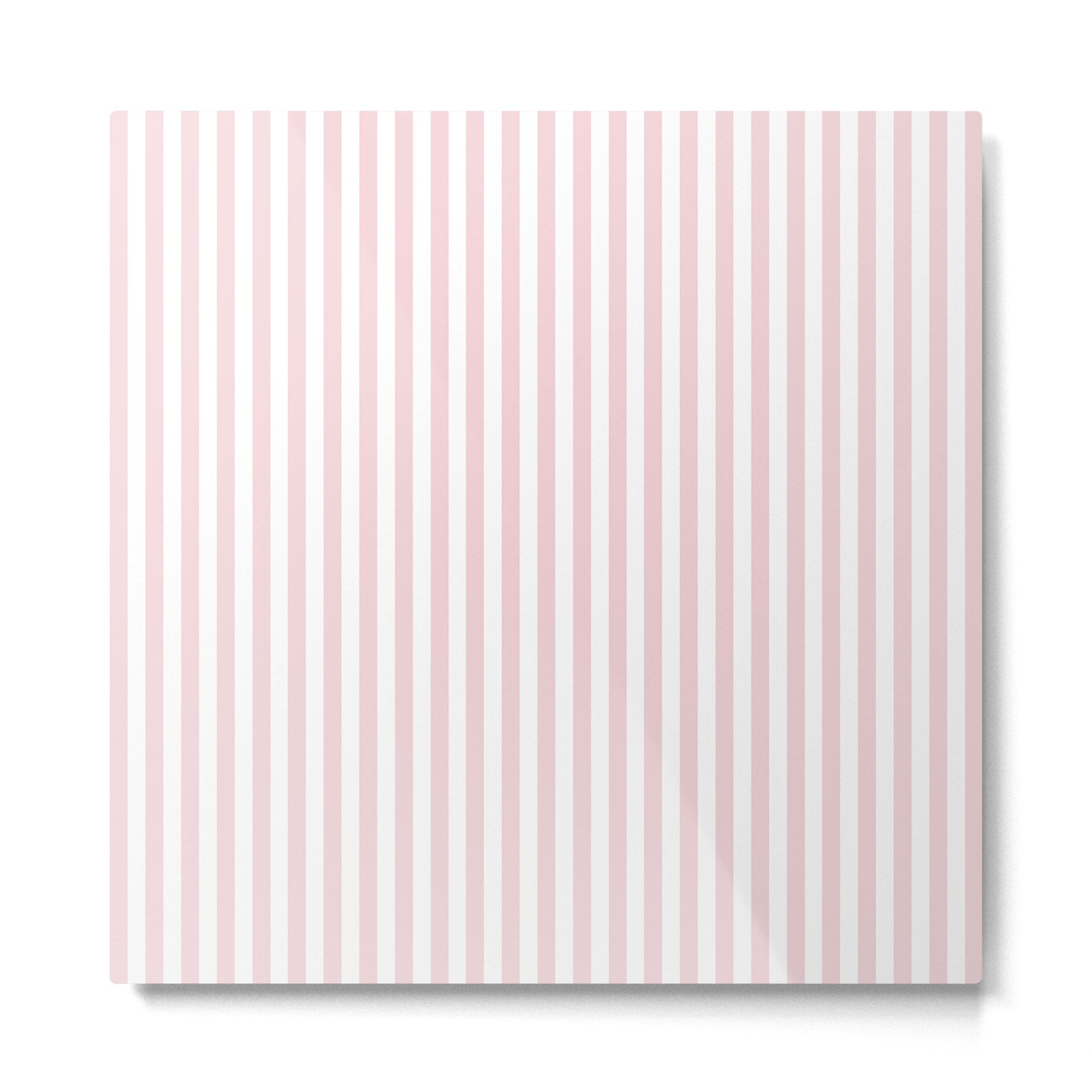 Pastel Pink & White Simple Stripe Metal Print | TeksDecor