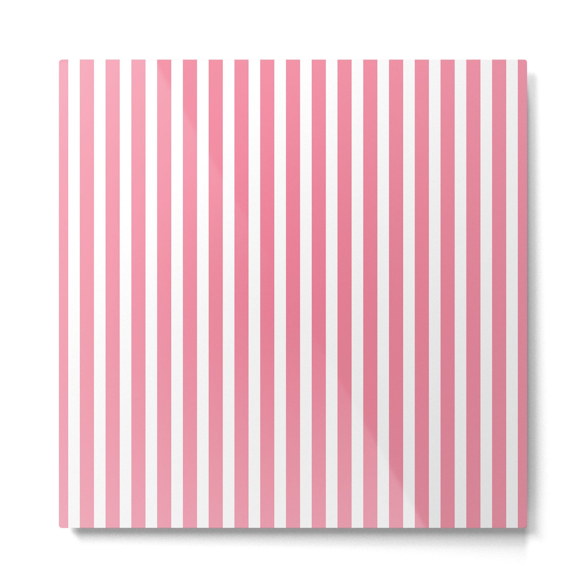 Rose Pink & White Cabana Stripe Metal Print | TeksDecor