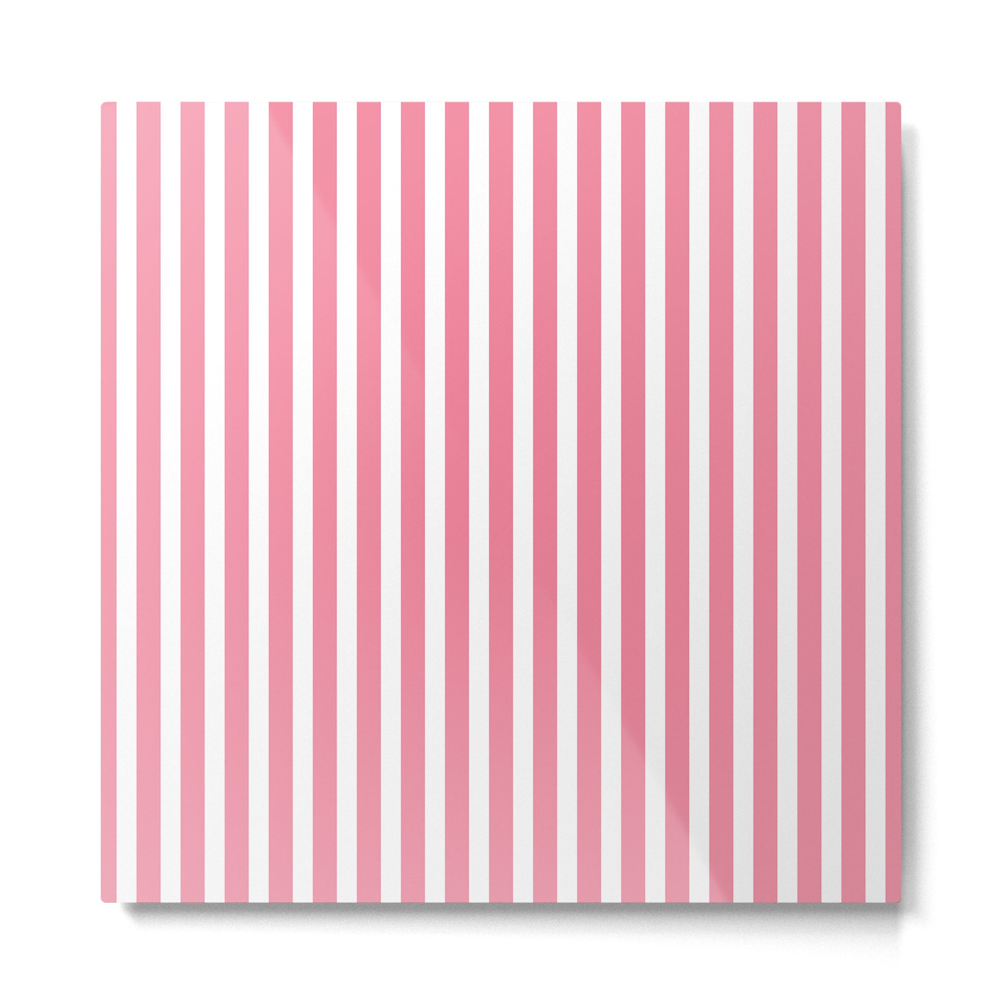 Rose Pink & White Cabana Stripe Metal Print | TeksDecor