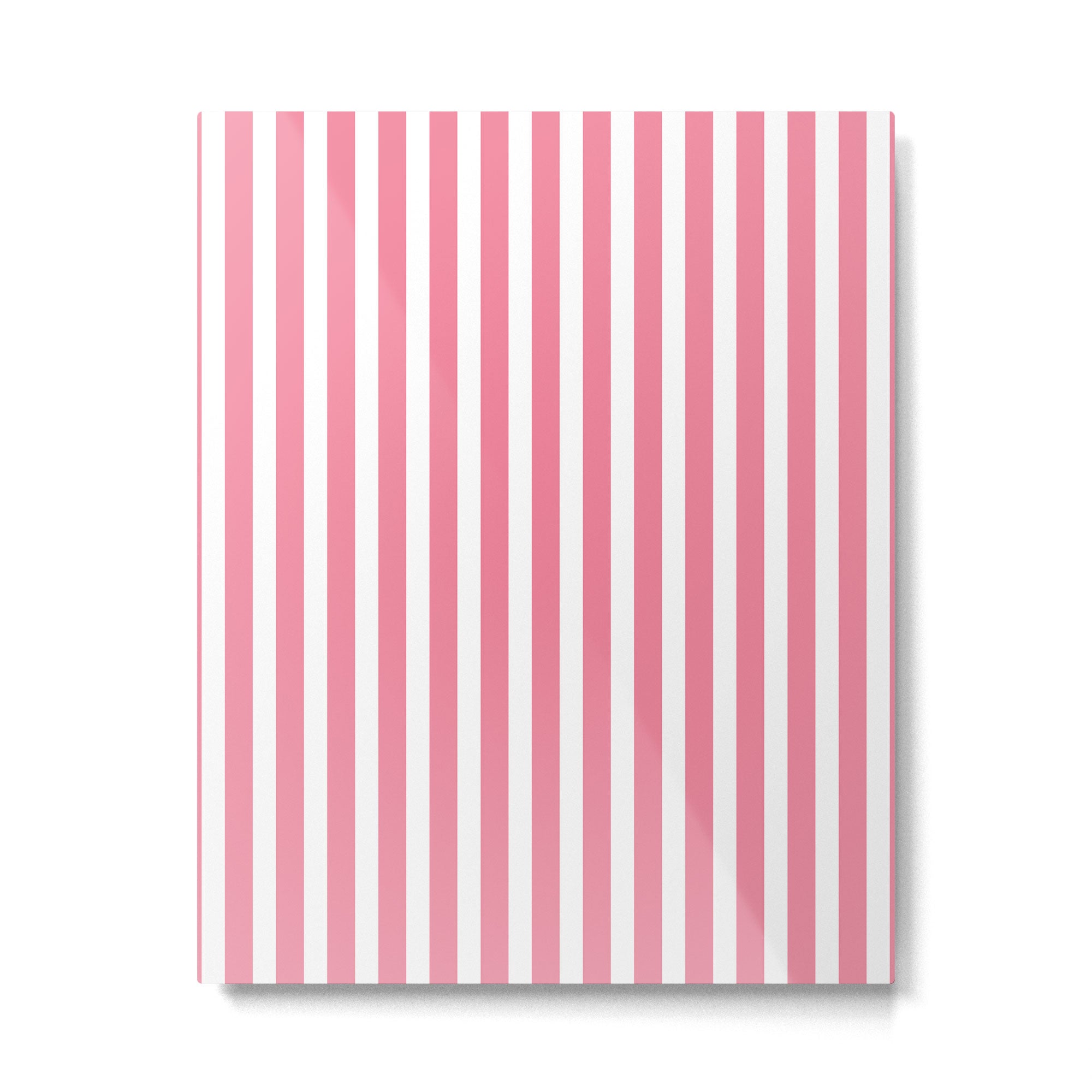 Rose Pink & White Cabana Stripe Metal Print | TeksDecor