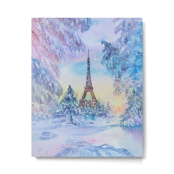 Snowy Parisian Christmas Watercolor Metal Print | TeksDecor