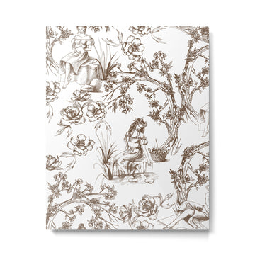 Toile de Jouy Contemporary French Boho Dark Brown & White Metal Print | TeksDecor