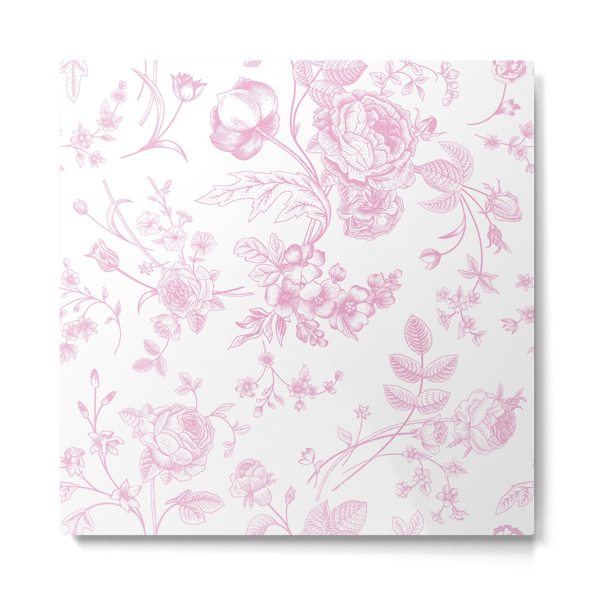 Toile de Jouy Pink Vintage French Floral Metal Print | TeksDecor