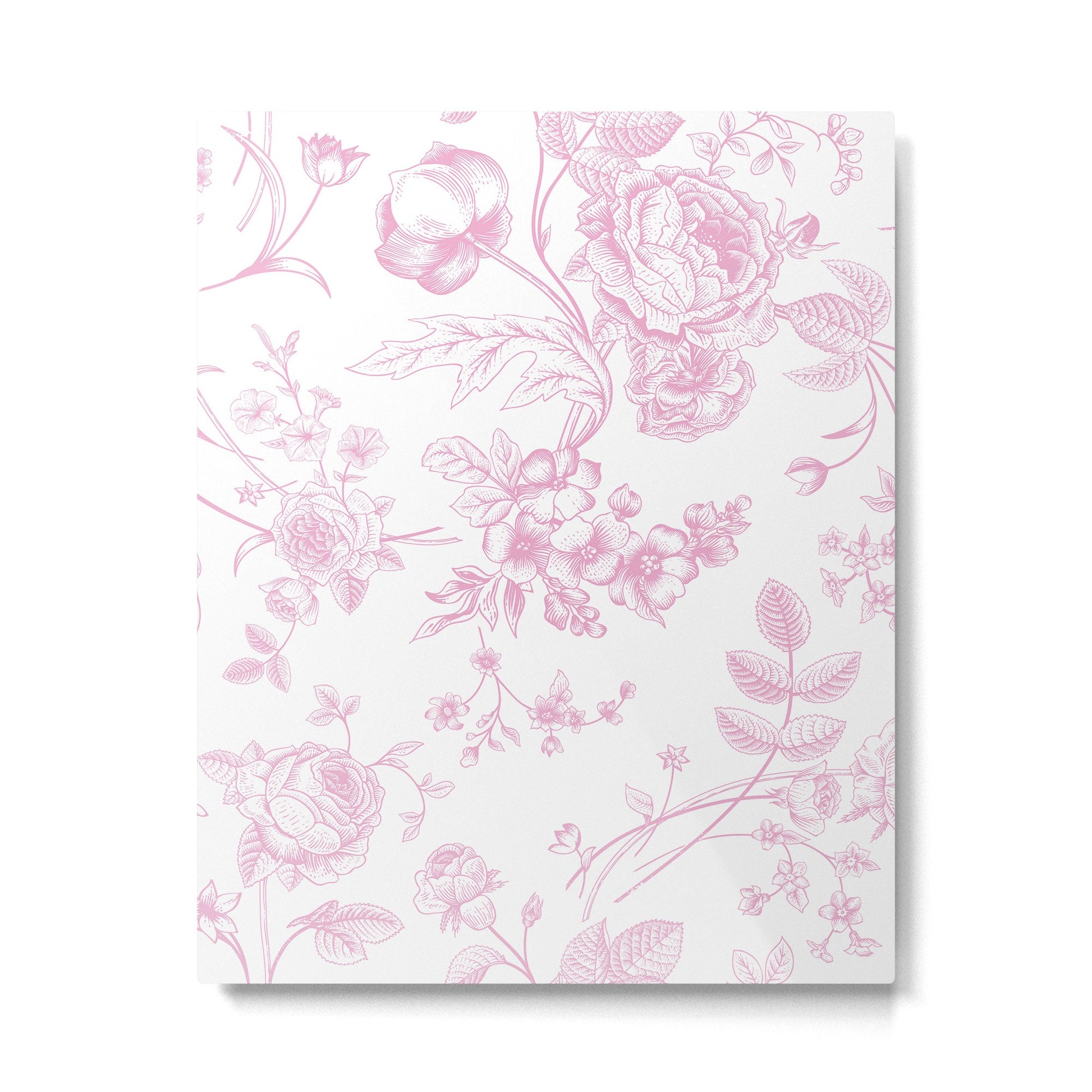 Toile de Jouy Pink Vintage French Floral Metal Print | TeksDecor
