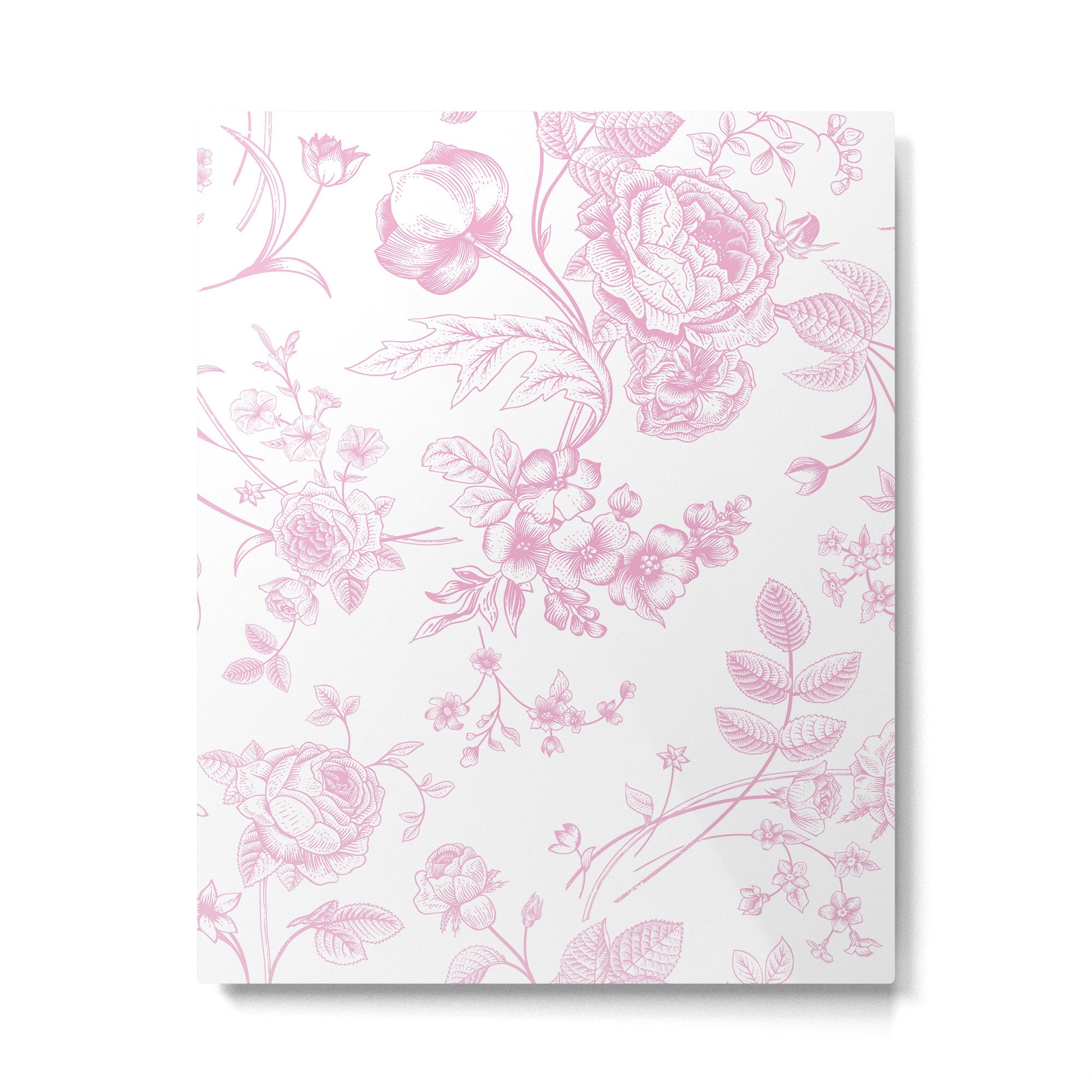 Toile de Jouy Pink Vintage French Floral Metal Print | TeksDecor