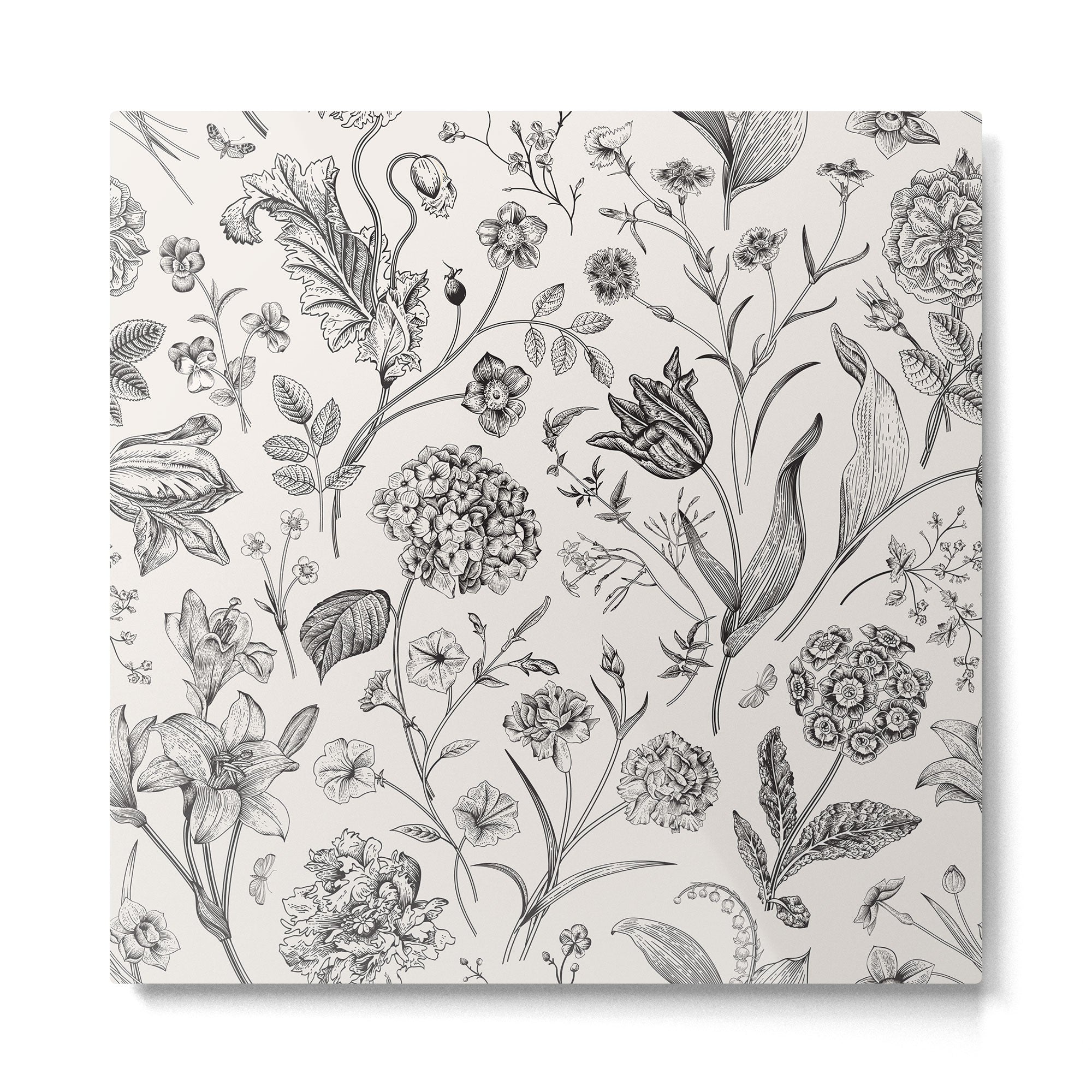 Toile de Jouy Vintage French Floral Metal Print | TeksDecor