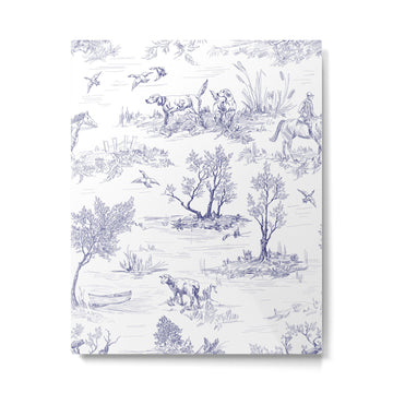 Toile de Jouy Vintage French Navy Blue White Pattern Metal Print | TeksDecor