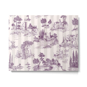 Toile de Jouy Vintage French Plum Striped Pastoral Pattern Metal Print | TeksDecor