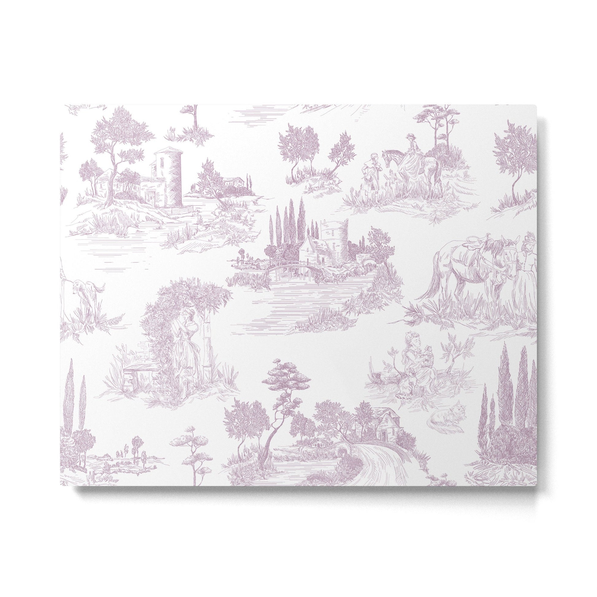 Toile de Jouy Vintage French Soft Lilac Blush Pastoral Pattern Metal Print | TeksDecor