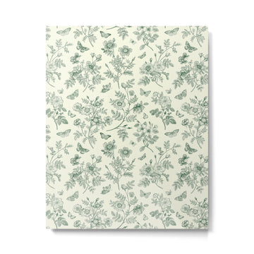Toile de Jouy Wild Roses & Butterflies Forest Green Floral Metal Print | TeksDecor