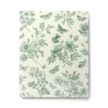 Toile de Jouy Wild Roses Forest Green Floral Metal Print | TeksDecor