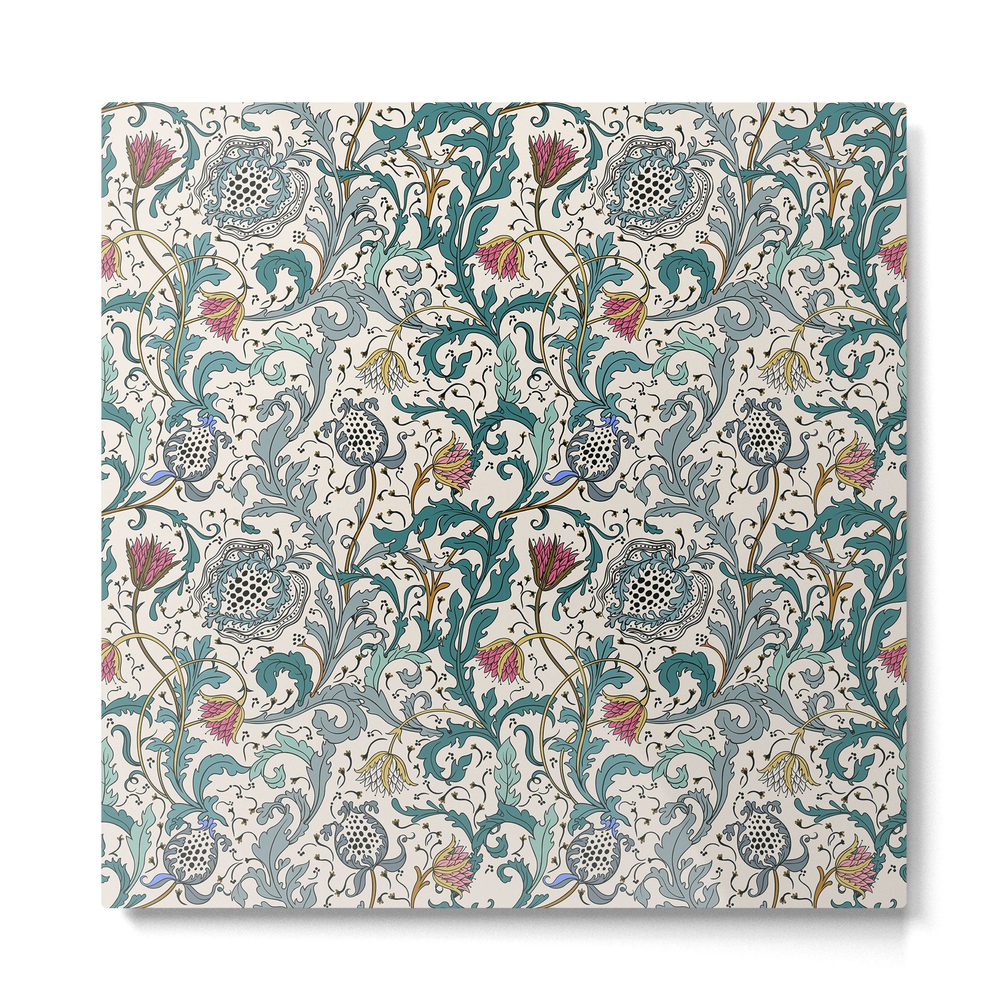 Walter Crane Teazle Art Nouveau Floral Metal Print | TeksDecor