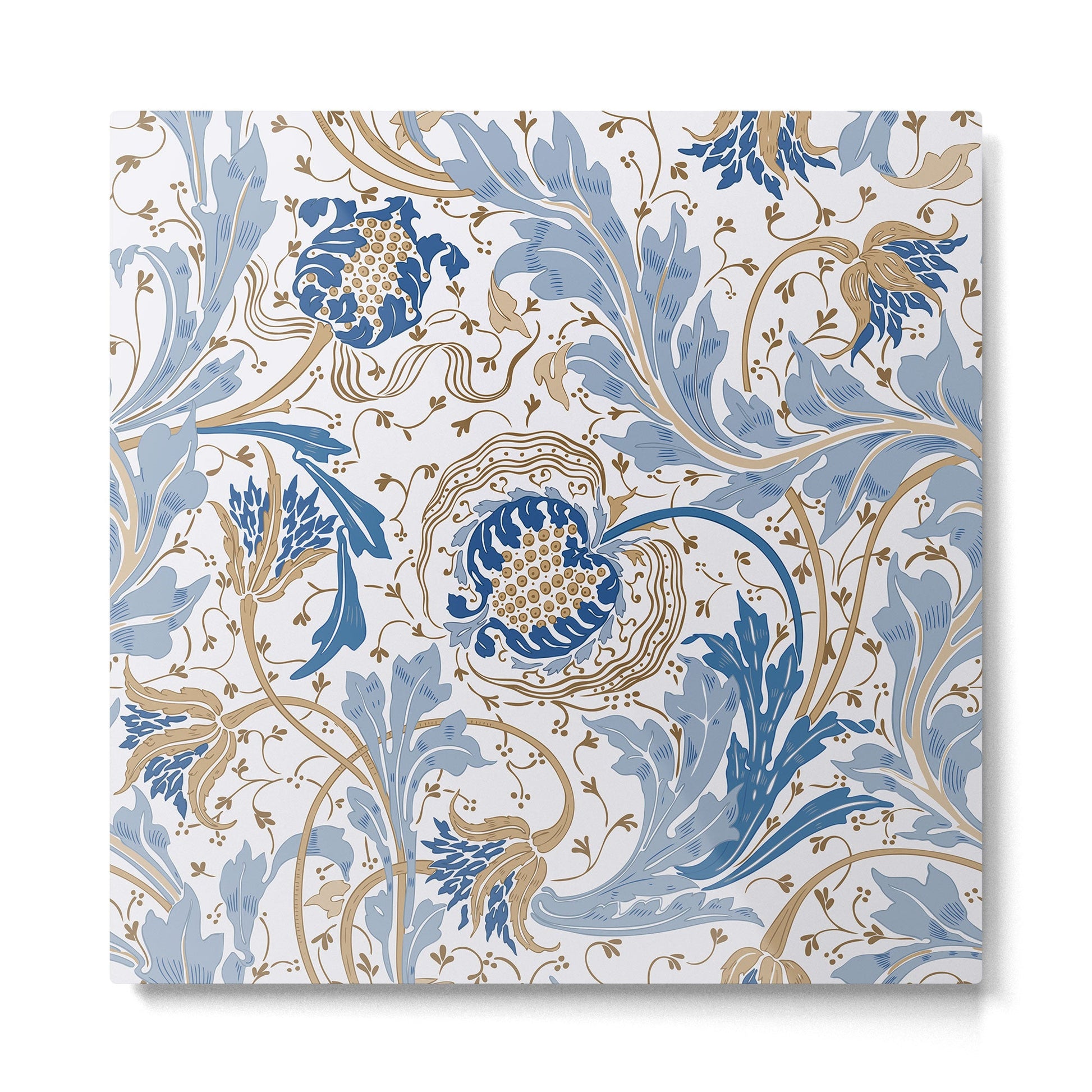 Walter Crane Teazle Art Nouveau Powder Blue Metal Print | TeksDecor