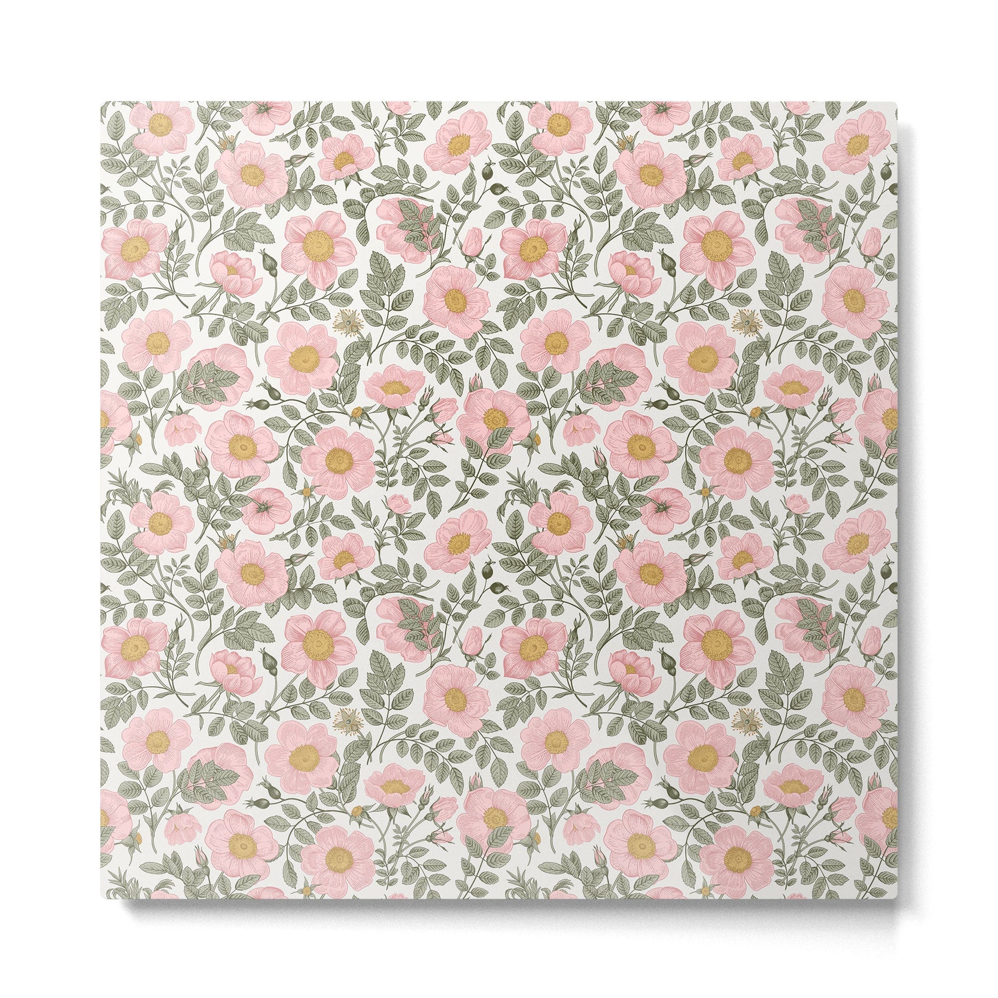 Wild Roses Cottage Garden Summer Floral Pattern Metal Print | TeksDecor