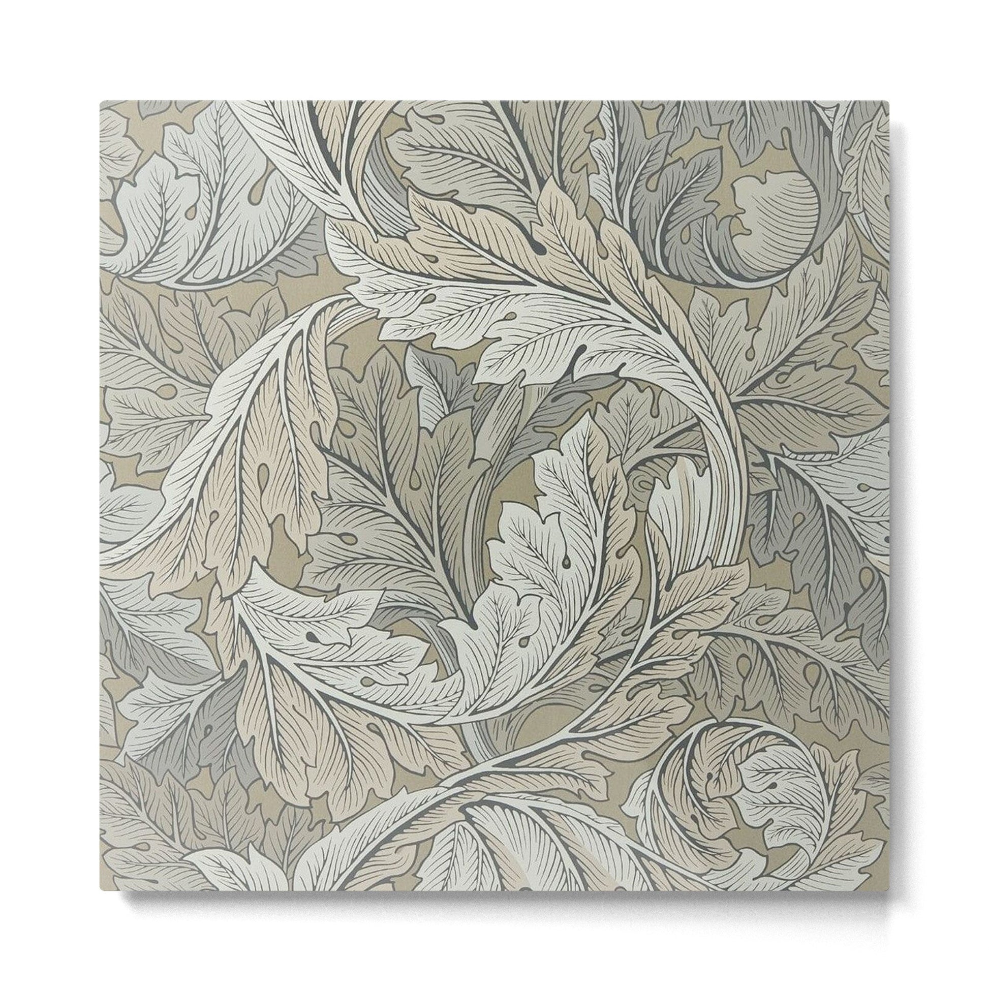 William Morris Acanthus Leaves Manilla Stone Vintage Pattern Metal Print | TeksDecor