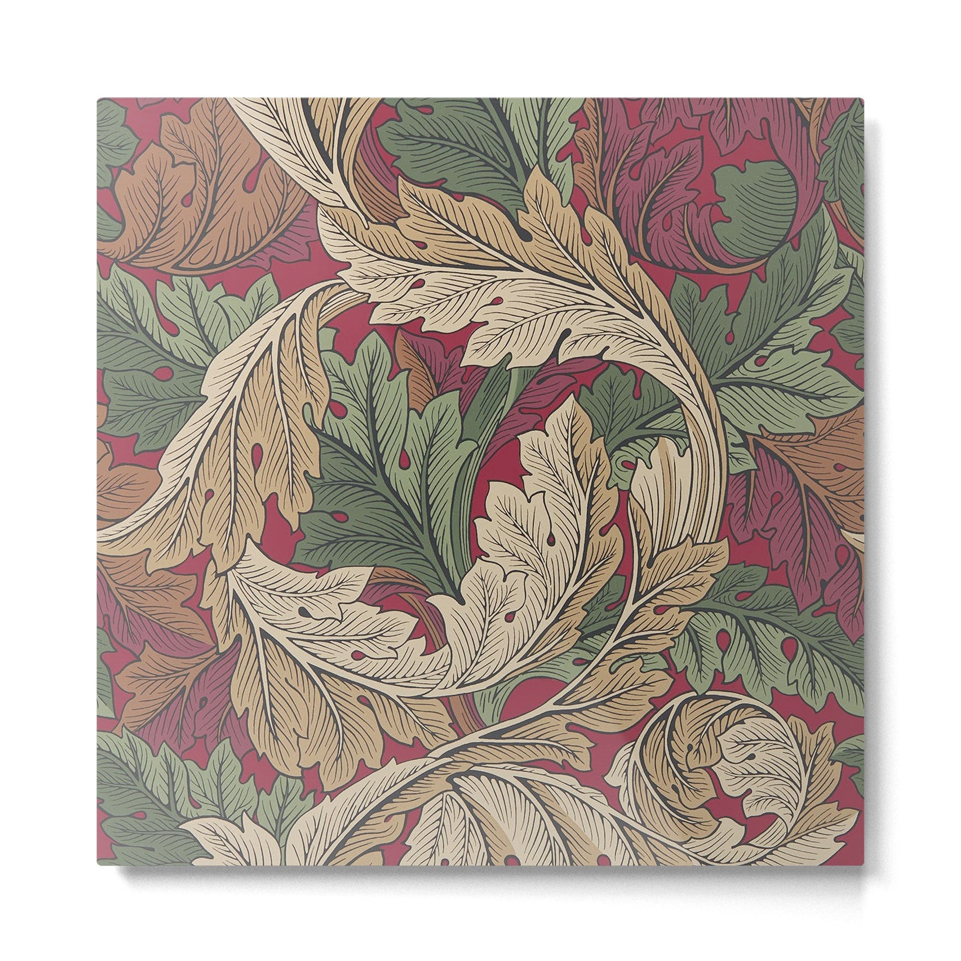 William Morris Acanthus Leaves Madder Thyme Red Green Vintage Pattern Metal Print | TeksDecor