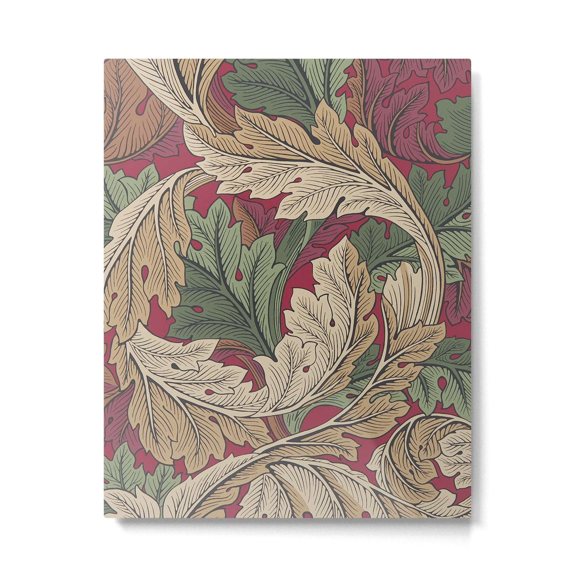 William Morris Acanthus Leaves Madder Thyme Red Green Vintage Pattern Metal Print | TeksDecor